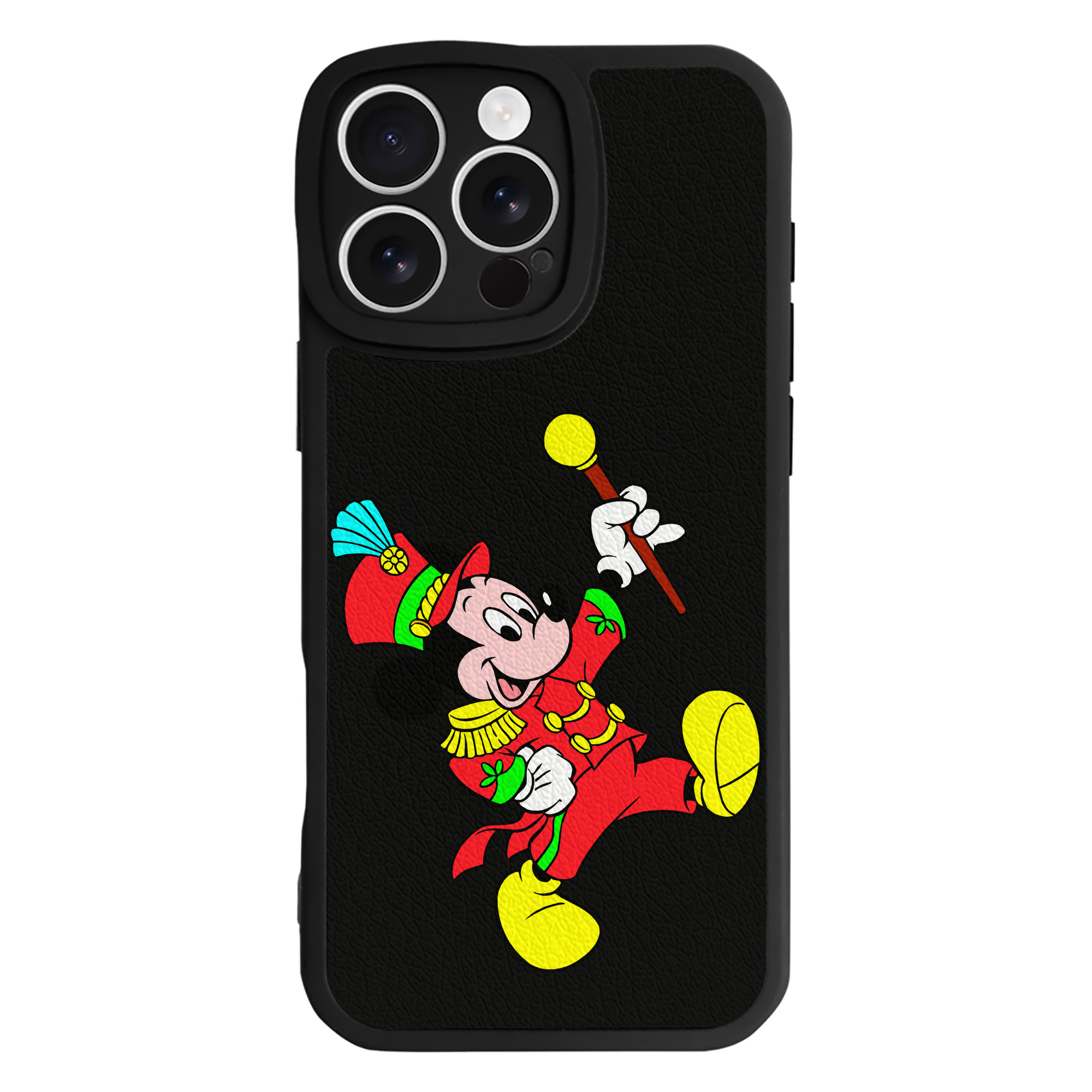 （画像用） ミッキーマウス Mickey Mouse 【iPhone 16シリーズ対応】シリコンスマホケース（レザー調） 材質：シリコン